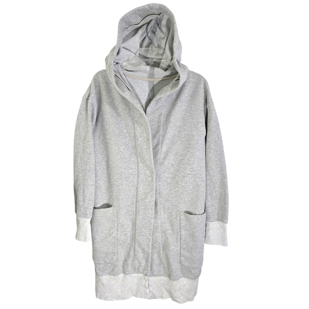 Lululemon Karmacollected Wrap‎ Jacket Cardigan Long Hooded Heathered Grey/White